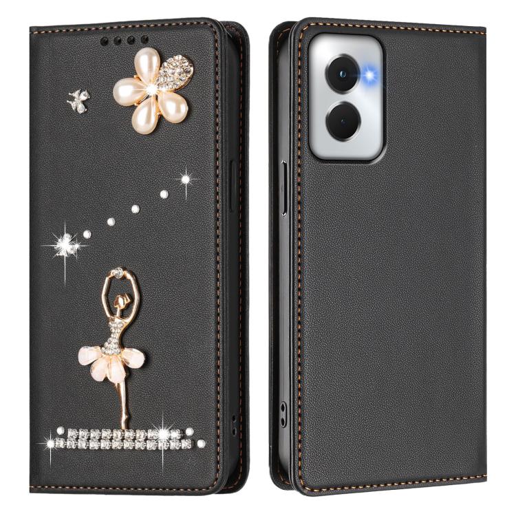 For Motorola Moto G Power 5G 2024 Ballet Girl Diamond Studded RFID Vegan Leather Phone Case