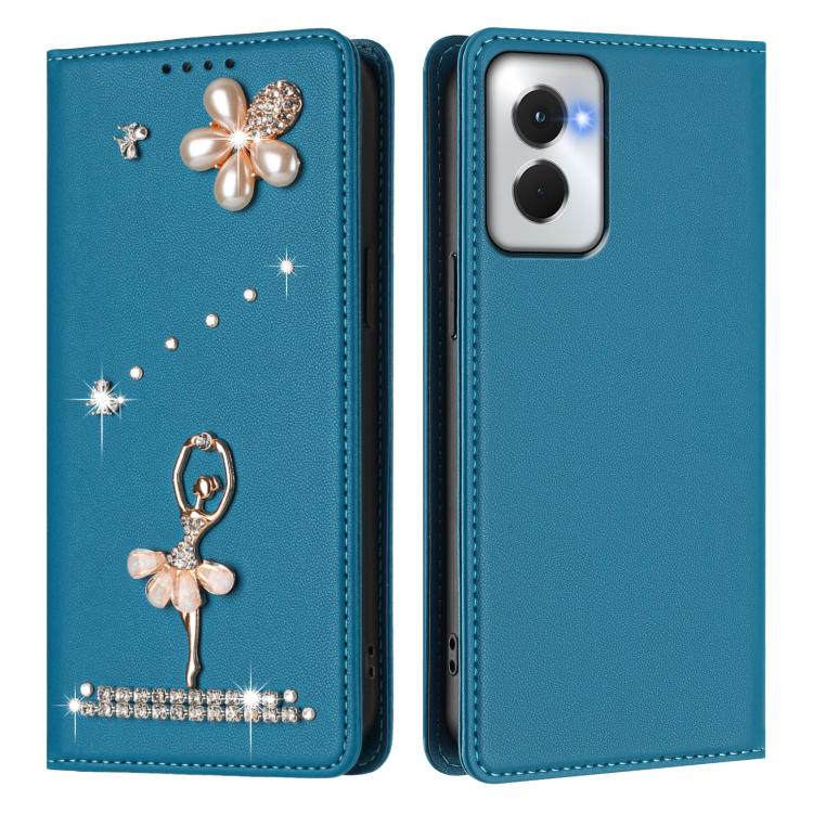 For Motorola Moto G Power 5G 2024 Ballet Girl Diamond Studded RFID Vegan Leather Phone Case