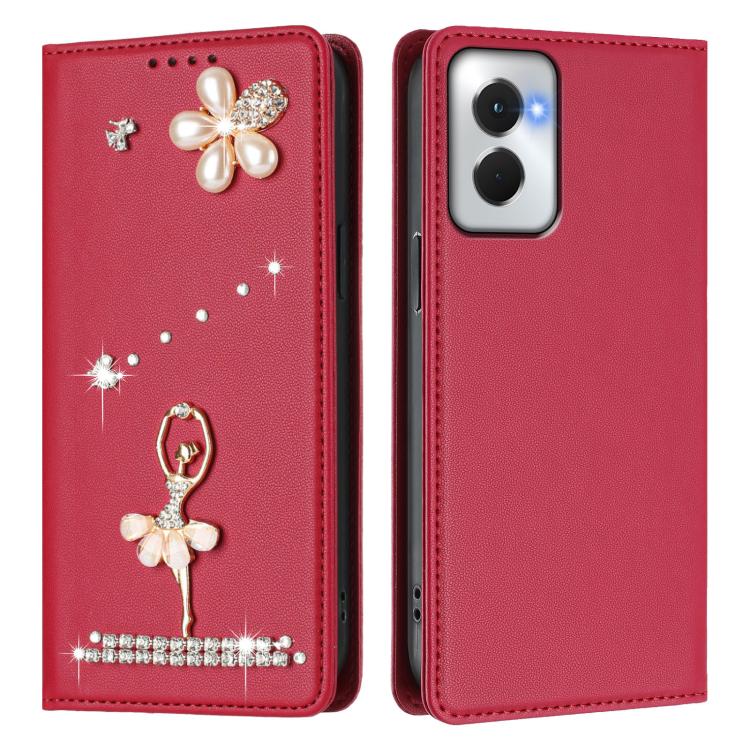For Motorola Moto G Power 5G 2024 Ballet Girl Diamond Studded RFID Vegan Leather Phone Case