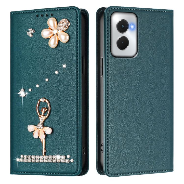For Motorola Moto G Power 5G 2024 Ballet Girl Diamond Studded RFID Vegan Leather Phone Case