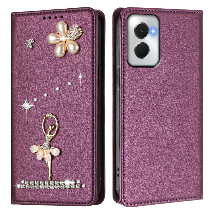 For Motorola Moto G Power 5G 2024 Ballet Girl Diamond Studded RFID Vegan Leather Phone Case