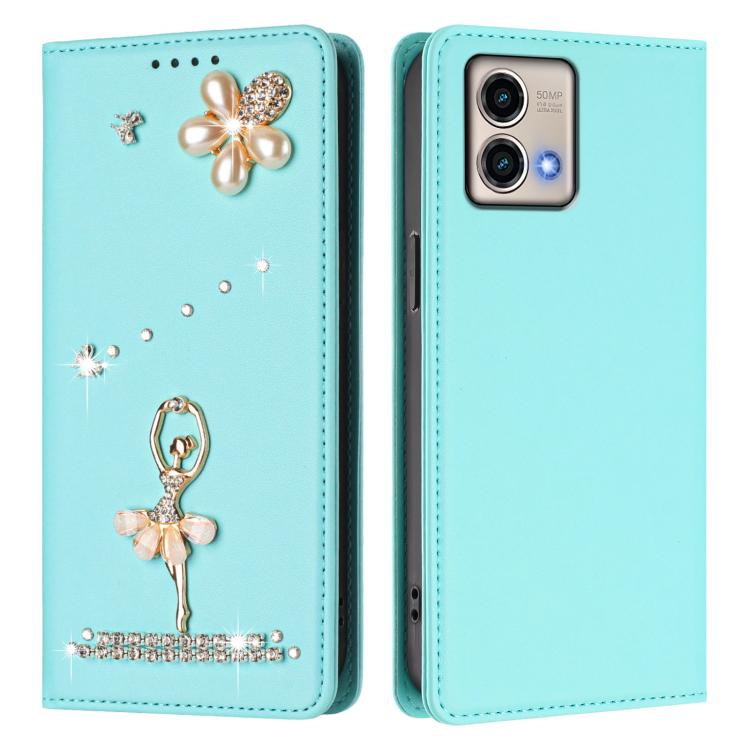 For Motorola Moto G Stylus 5G 2023 Ballet Girl Diamond Studded RFID Vegan Leather Phone Case