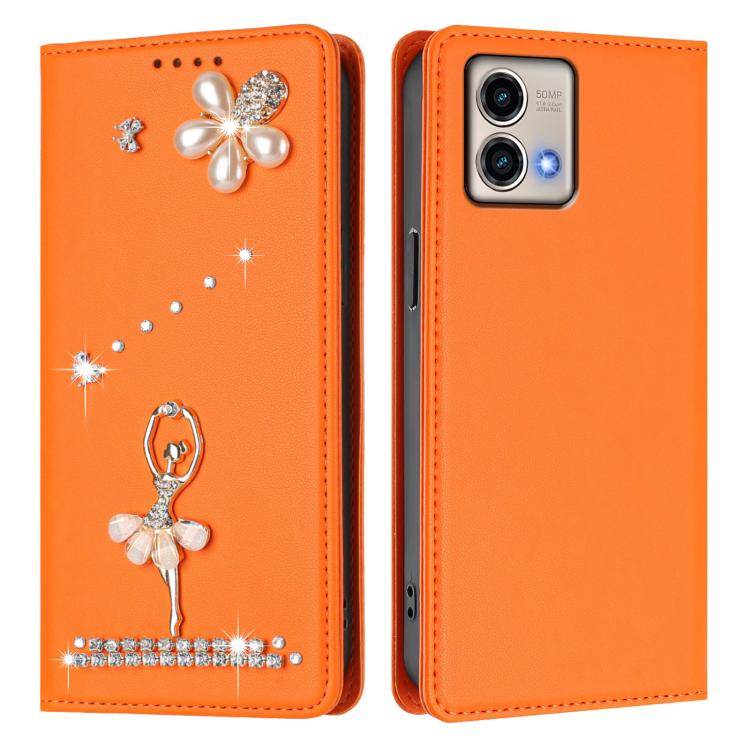 For Motorola Moto G Stylus 5G 2023 Ballet Girl Diamond Studded RFID Vegan Leather Phone Case