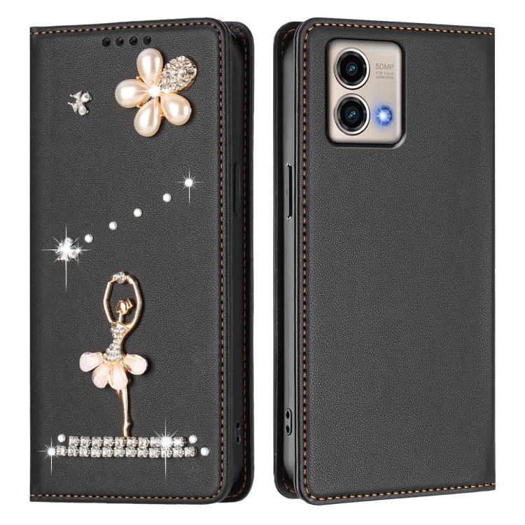 For Motorola Moto G Stylus 5G 2023 Ballet Girl Diamond Studded RFID Vegan Leather Phone Case
