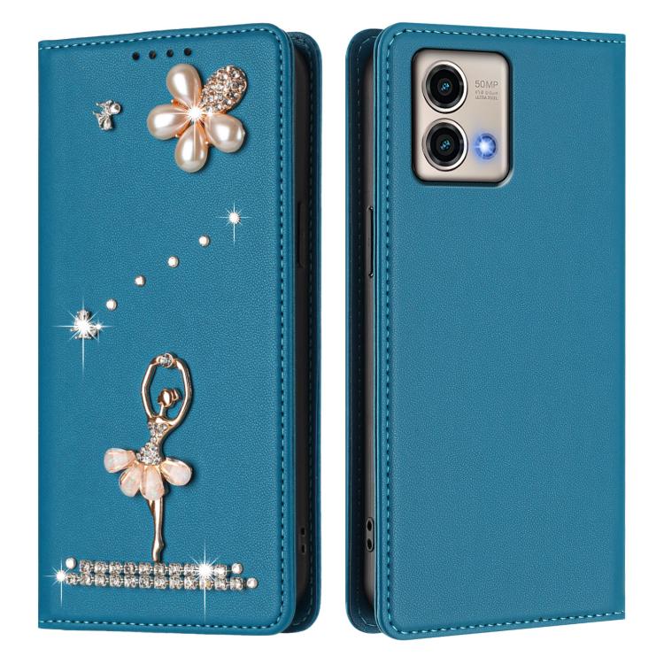 For Motorola Moto G Stylus 5G 2023 Ballet Girl Diamond Studded RFID Vegan Leather Phone Case