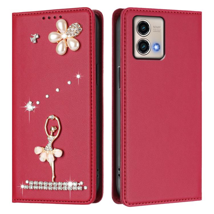 For Motorola Moto G Stylus 5G 2023 Ballet Girl Diamond Studded RFID Vegan Leather Phone Case