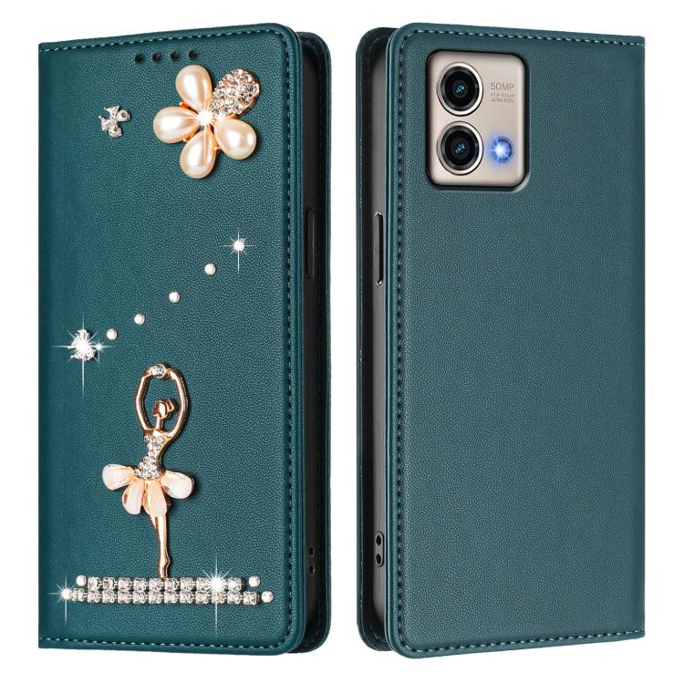 For Motorola Moto G Stylus 5G 2023 Ballet Girl Diamond Studded RFID Vegan Leather Phone Case