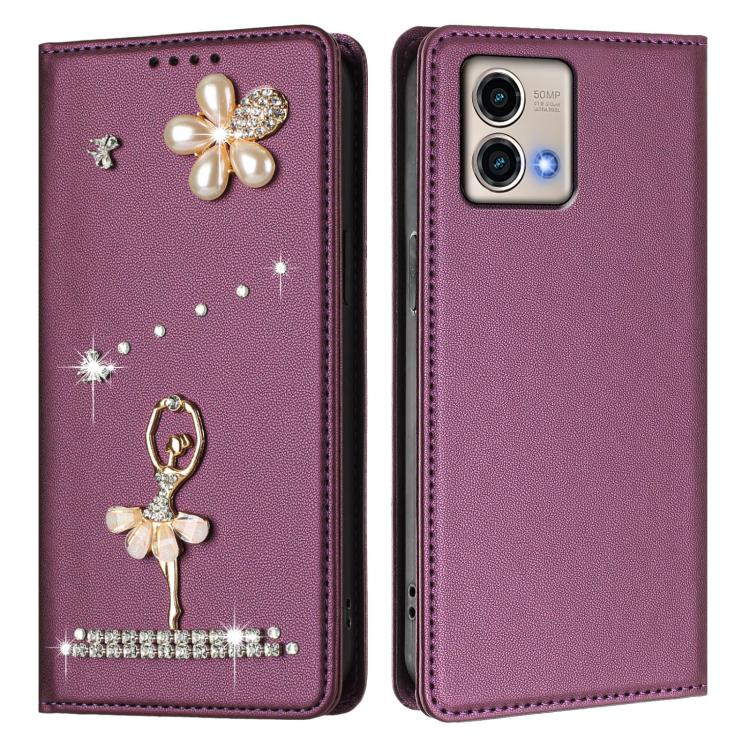 For Motorola Moto G Stylus 5G 2023 Ballet Girl Diamond Studded RFID Vegan Leather Phone Case