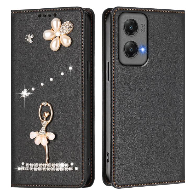 For Motorola Moto G Stylus 5G 2024 Ballet Girl Diamond Studded RFID Vegan Leather Phone Case