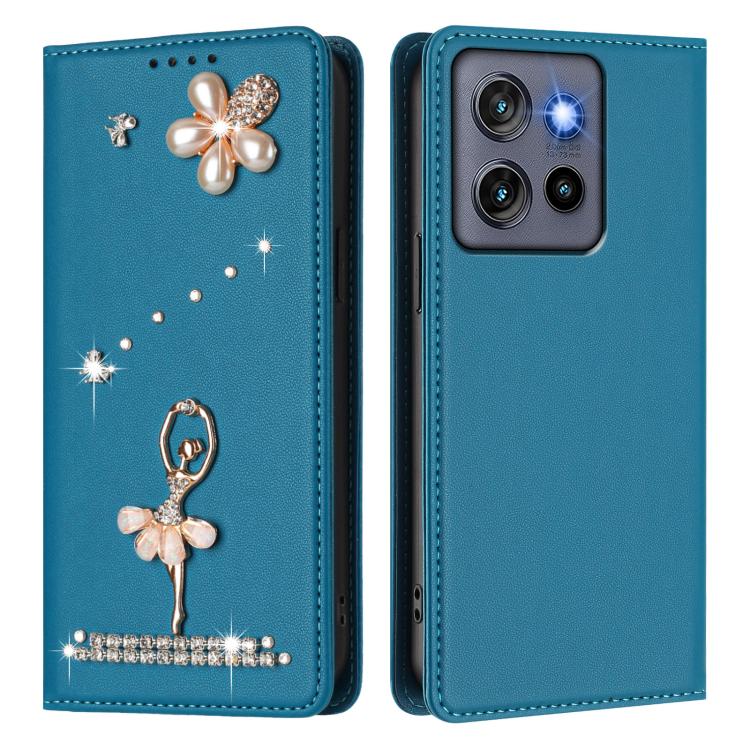 For Motorola Edge 60 Stylus Ballet Girl Diamond Studded RFID Vegan Leather Phone Case