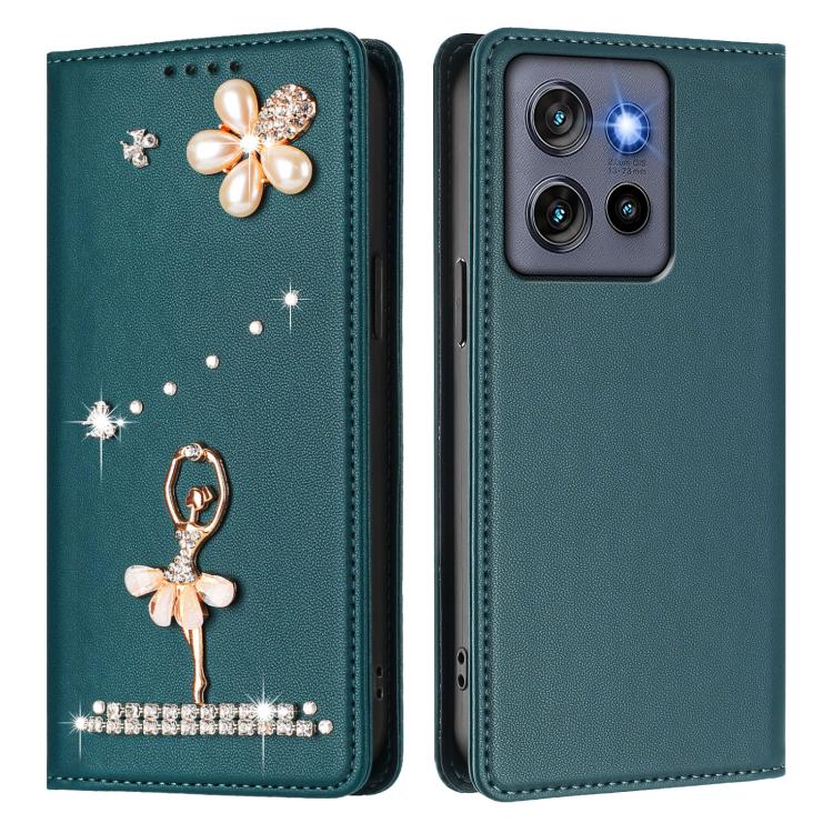 For Motorola Edge 60 Stylus Ballet Girl Diamond Studded RFID Vegan Leather Phone Case