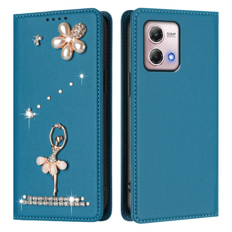 For Motorola Moto G Stylus 2023 4G Ballet Girl Diamond Studded RFID Vegan Leather Phone Case