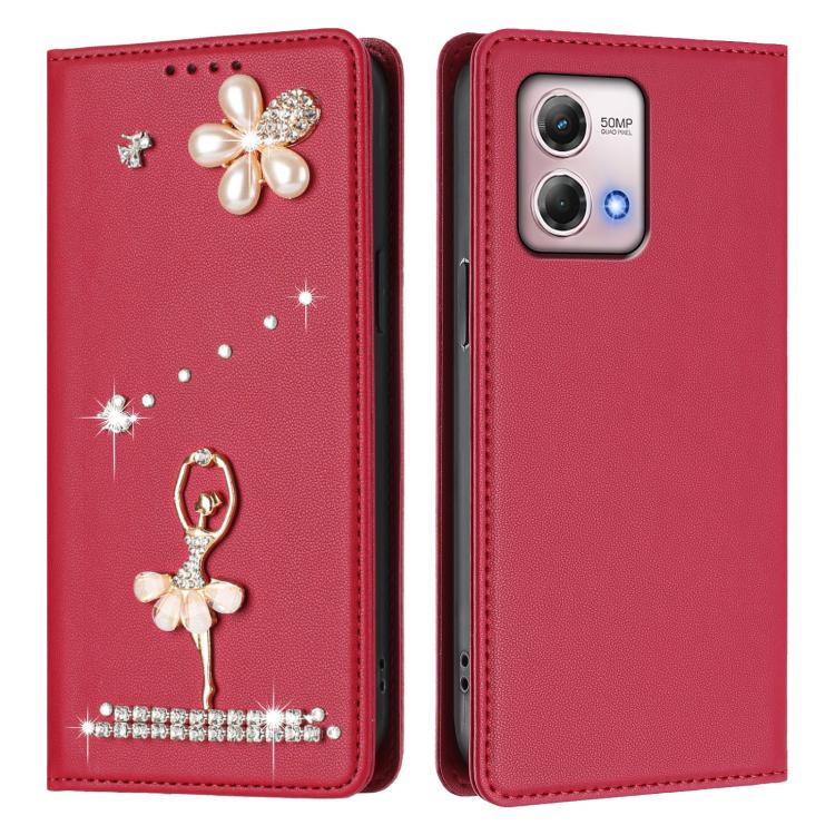 For Motorola Moto G Stylus 2023 4G Ballet Girl Diamond Studded RFID Vegan Leather Phone Case