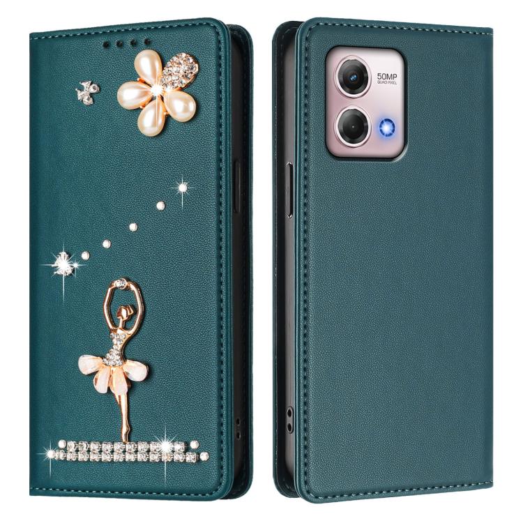 For Motorola Moto G Stylus 2023 4G Ballet Girl Diamond Studded RFID Vegan Leather Phone Case
