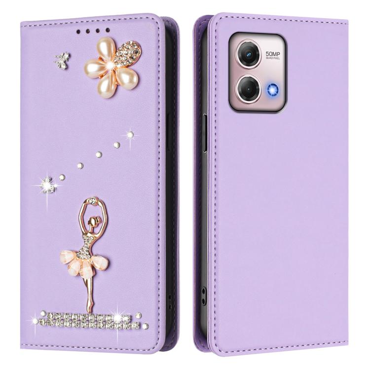 For Motorola Moto G Stylus 2023 4G Ballet Girl Diamond Studded RFID Vegan Leather Phone Case