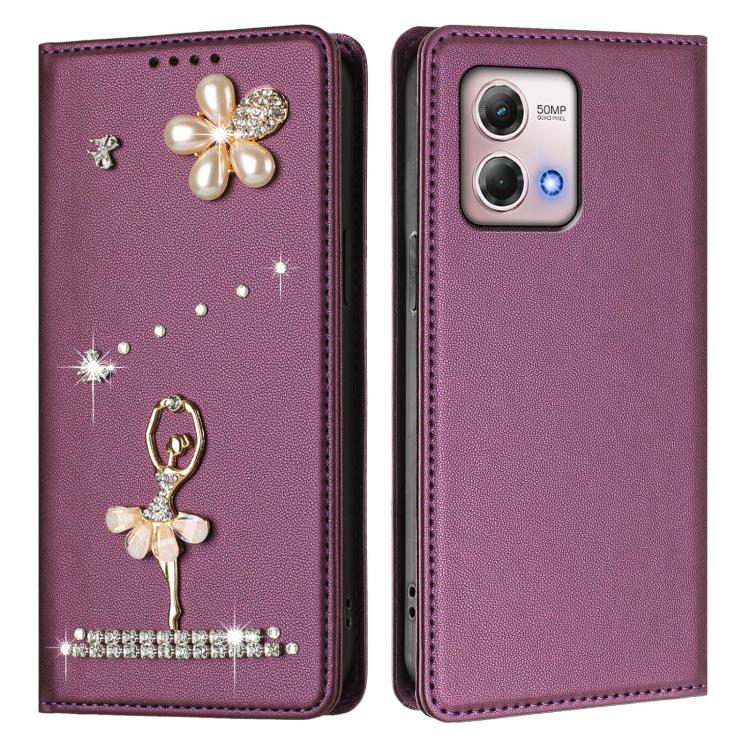 For Motorola Moto G Stylus 2023 4G Ballet Girl Diamond Studded RFID Vegan Leather Phone Case