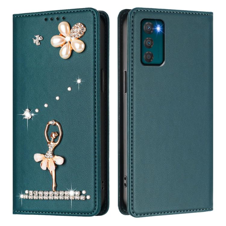 For Motorola Moto G42 Ballet Girl Diamond Studded RFID Vegan Leather Phone Case
