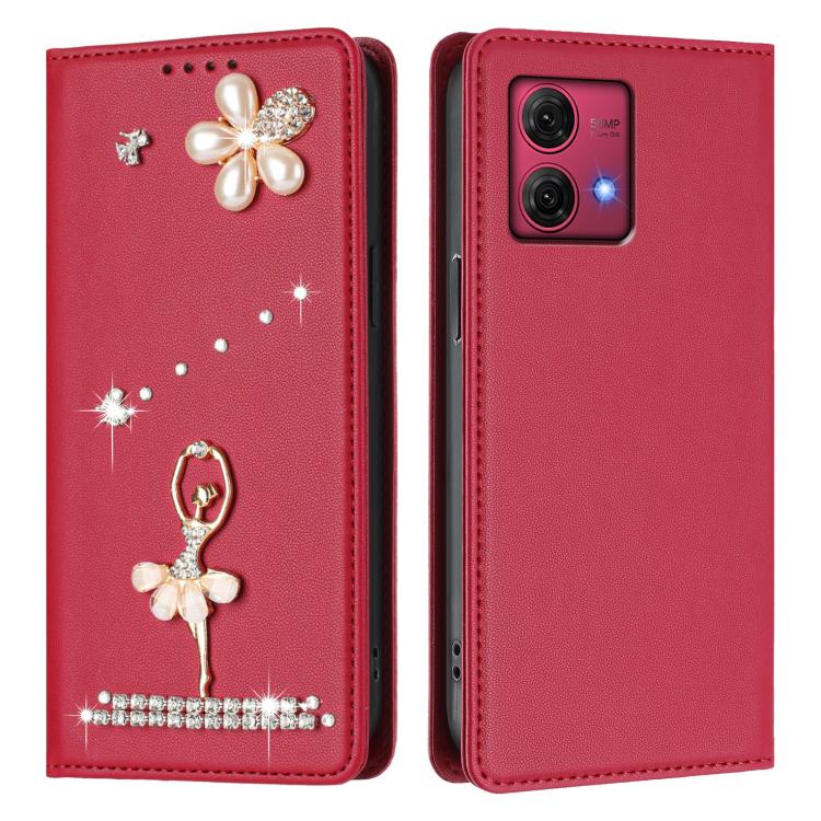 For Motorola Moto G84 Ballet Girl Diamond Studded RFID Vegan Leather Phone Case