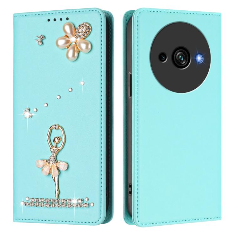 For Oukitel C59 Ballet Girl Diamond Studded RFID Vegan Leather Phone Case