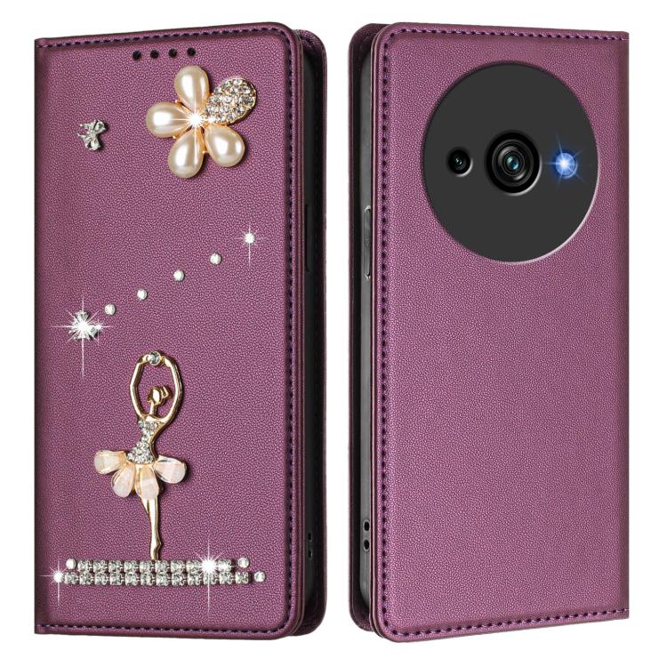 For Oukitel C59 Ballet Girl Diamond Studded RFID Vegan Leather Phone Case