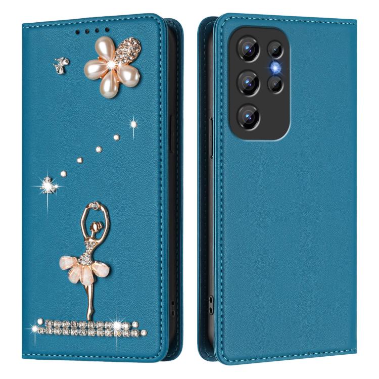 For Oukitel C1 / C1 Pro Ballet Girl Diamond Studded RFID Vegan Leather Phone Case