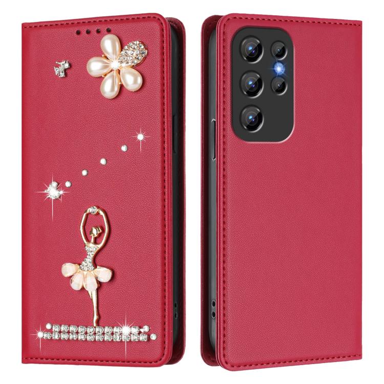 For Oukitel C1 / C1 Pro Ballet Girl Diamond Studded RFID Vegan Leather Phone Case