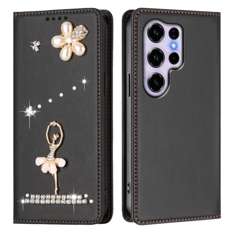 For Oukitel C2 4G 2025 Ballet Girl Diamond Studded RFID Vegan Leather Phone Case