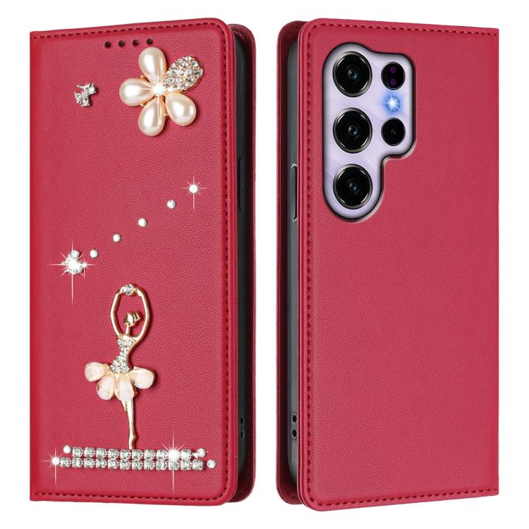 For Oukitel C2 4G 2025 Ballet Girl Diamond Studded RFID Vegan Leather Phone Case