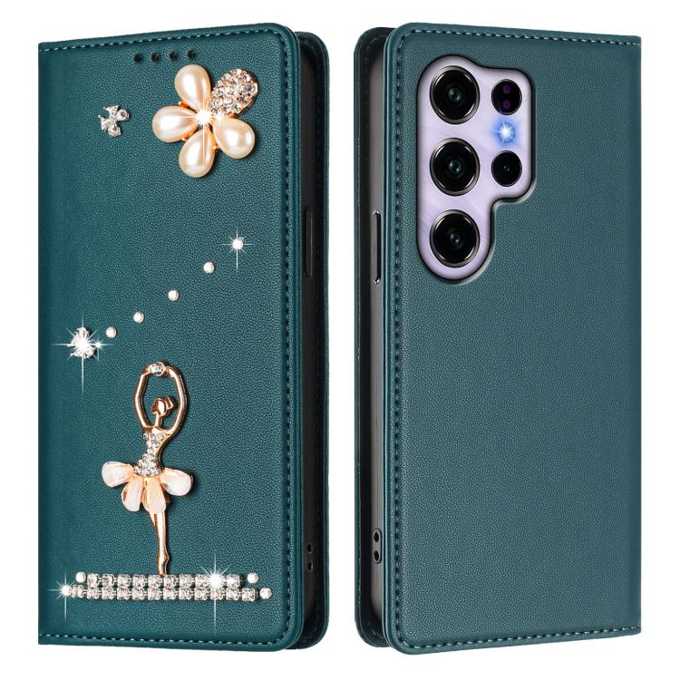 For Oukitel C2 4G 2025 Ballet Girl Diamond Studded RFID Vegan Leather Phone Case