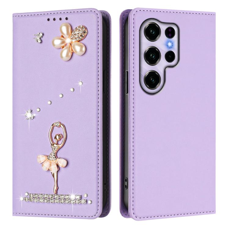 For Oukitel C2 4G 2025 Ballet Girl Diamond Studded RFID Vegan Leather Phone Case