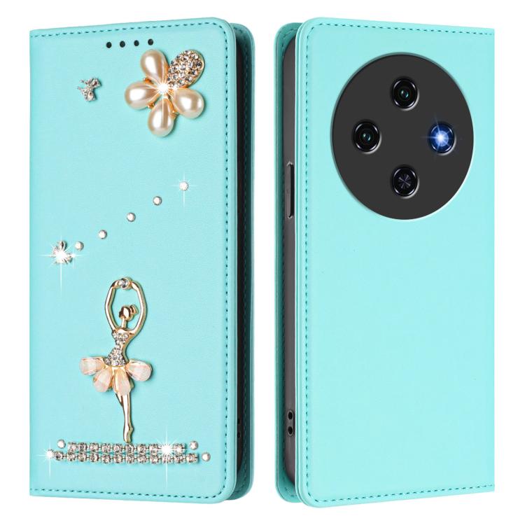 For Oukitel C5 4G Ballet Girl Diamond Studded RFID Vegan Leather Phone Case