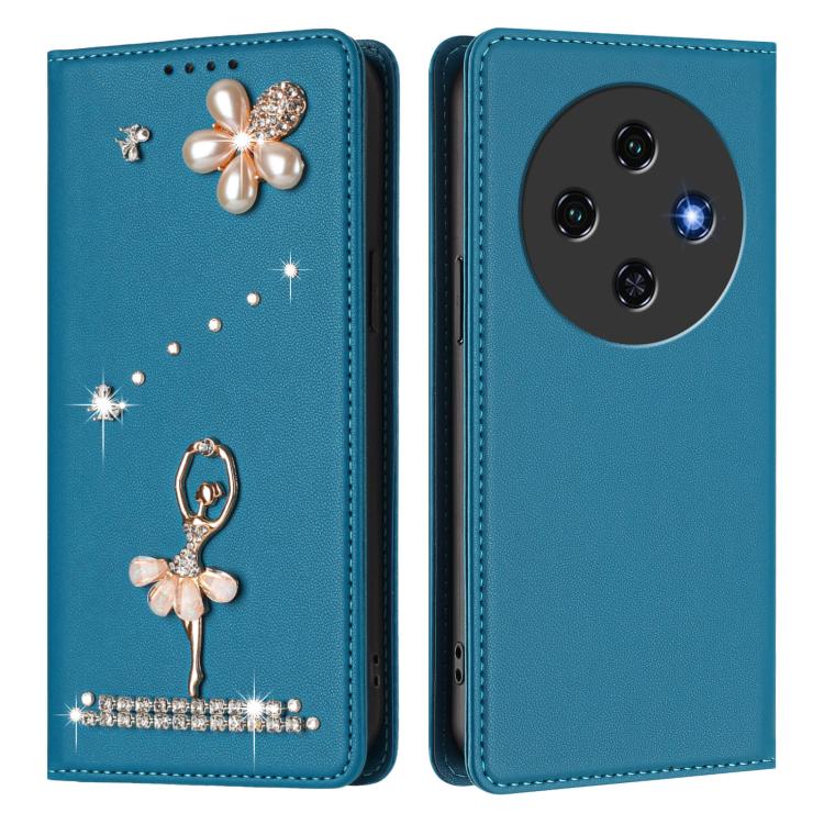 For Oukitel C5 4G Ballet Girl Diamond Studded RFID Vegan Leather Phone Case