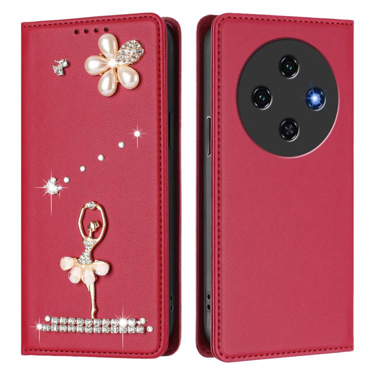 For Oukitel C5 4G Ballet Girl Diamond Studded RFID Vegan Leather Phone Case