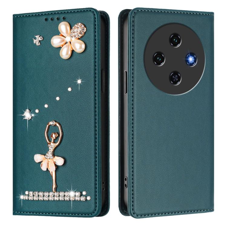 For Oukitel C5 4G Ballet Girl Diamond Studded RFID Vegan Leather Phone Case