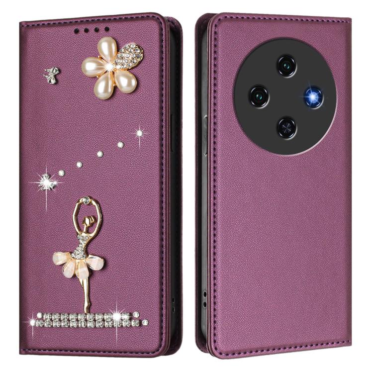 For Oukitel C5 4G Ballet Girl Diamond Studded RFID Vegan Leather Phone Case