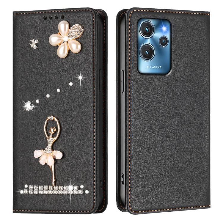 For Oukitel C32 / C32 Pro Ballet Girl Diamond Studded RFID Vegan Leather Phone Case