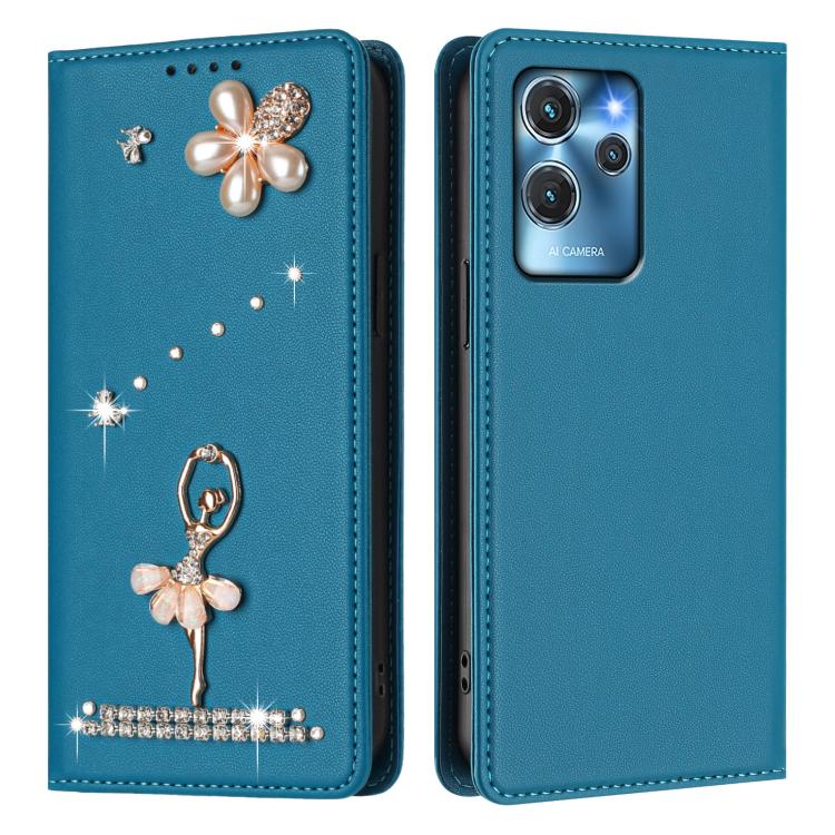 For Oukitel C32 / C32 Pro Ballet Girl Diamond Studded RFID Vegan Leather Phone Case