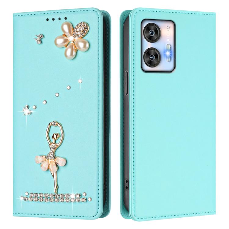 For Oukitel C35 / C36 Ballet Girl Diamond Studded RFID Vegan Leather Phone Case