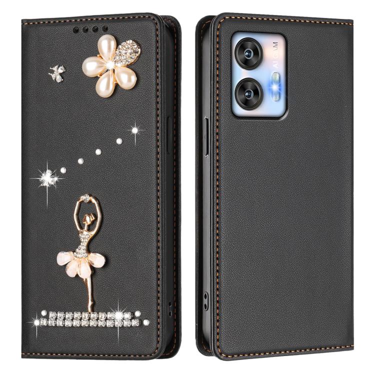 For Oukitel C35 / C36 Ballet Girl Diamond Studded RFID Vegan Leather Phone Case