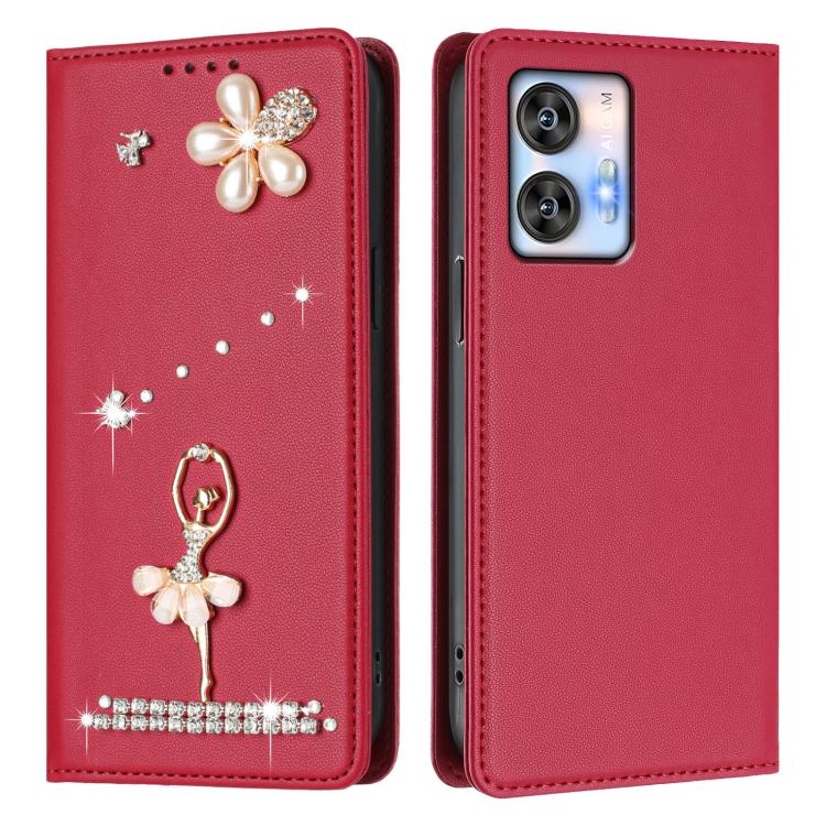 For Oukitel C35 / C36 Ballet Girl Diamond Studded RFID Vegan Leather Phone Case