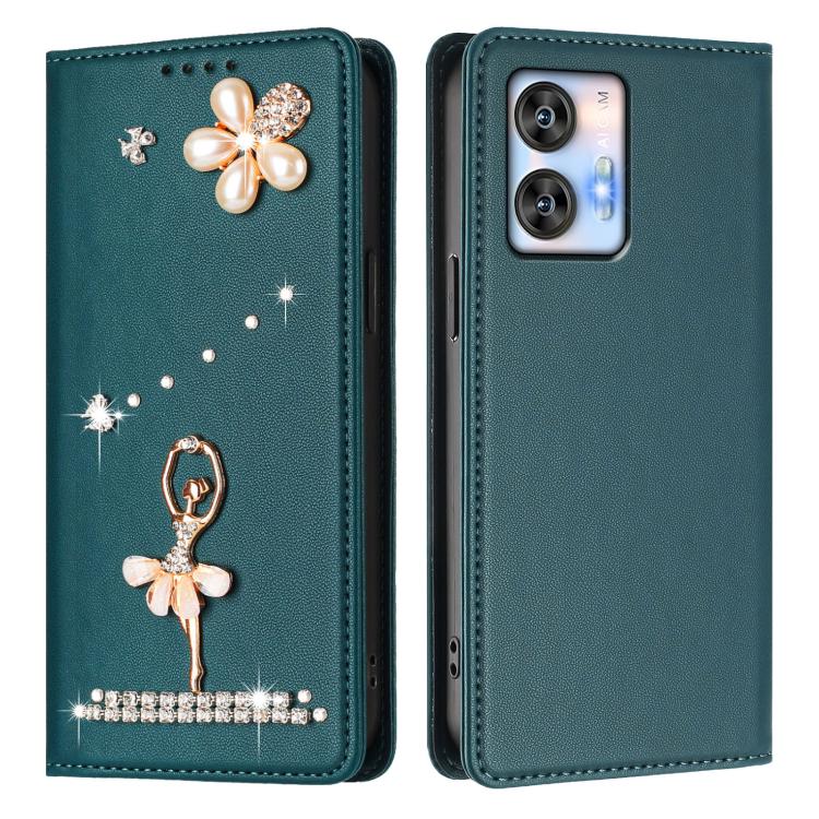 For Oukitel C35 / C36 Ballet Girl Diamond Studded RFID Vegan Leather Phone Case