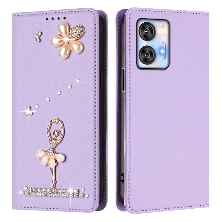 For Oukitel C35 / C36 Ballet Girl Diamond Studded RFID Vegan Leather Phone Case