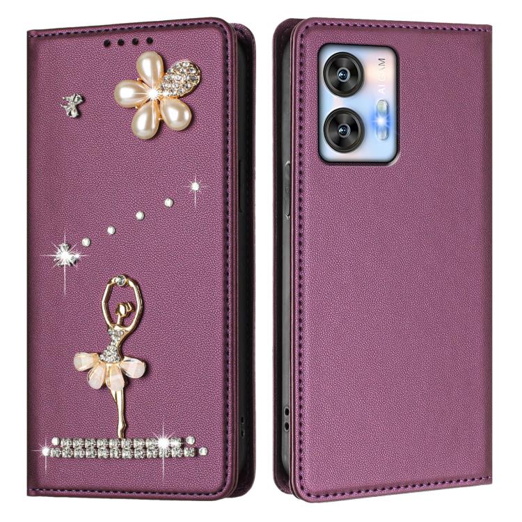 For Oukitel C35 / C36 Ballet Girl Diamond Studded RFID Vegan Leather Phone Case