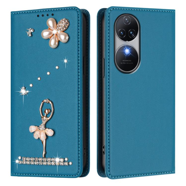 For Oukitel C38 Ballet Girl Diamond Studded RFID Vegan Leather Phone Case