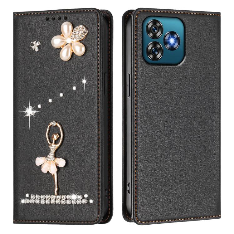 For Oukitel C53 Ballet Girl Diamond Studded RFID Vegan Leather Phone Case