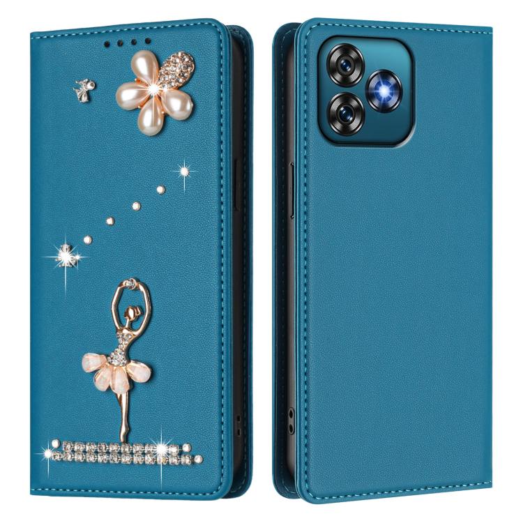 For Oukitel C53 Ballet Girl Diamond Studded RFID Vegan Leather Phone Case