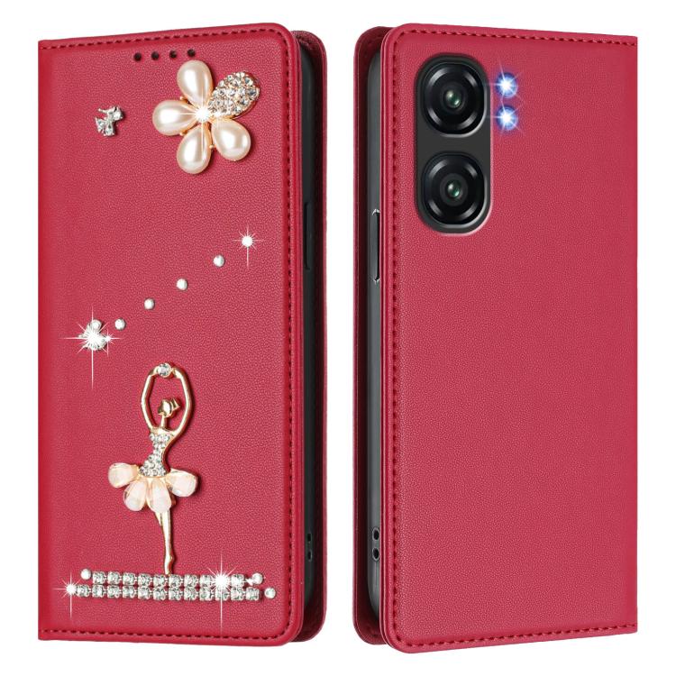For Oukitel C58 / C58 Pro Ballet Girl Diamond Studded RFID Vegan Leather Phone Case