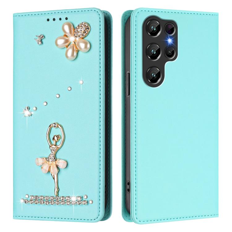 For Oukitel C61 / C61 Pro Ballet Girl Diamond Studded RFID Vegan Leather Phone Case