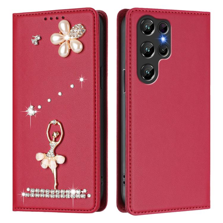 For Oukitel C61 / C61 Pro Ballet Girl Diamond Studded RFID Vegan Leather Phone Case
