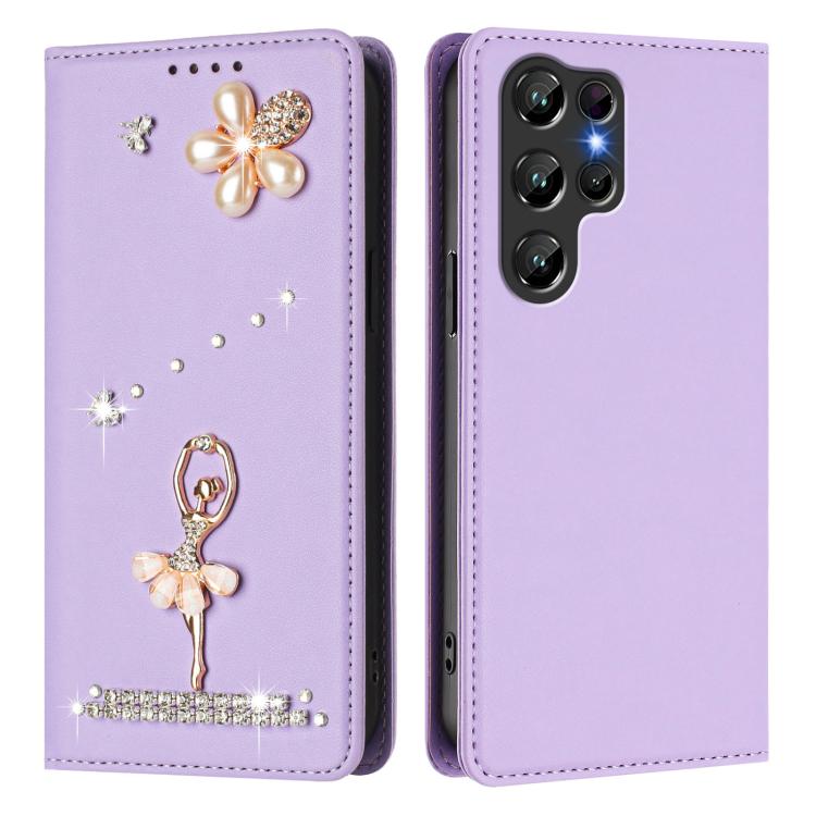 For Oukitel C61 / C61 Pro Ballet Girl Diamond Studded RFID Vegan Leather Phone Case